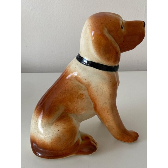 Hound Dog Vintage Glazed Ceramic Sitting Figurine Unmarked 7 Inches - Picture 11 of 16